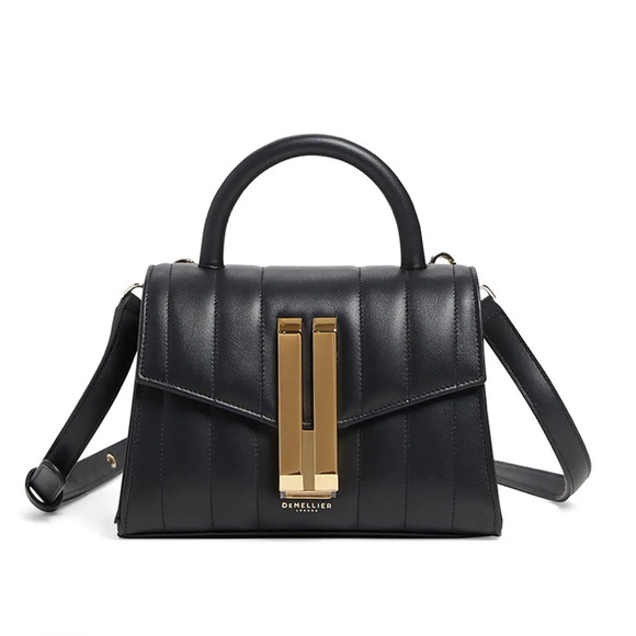 DeMellier Handbags - DeMellier Black Mini Top-Handle Bag with Gold Hardware